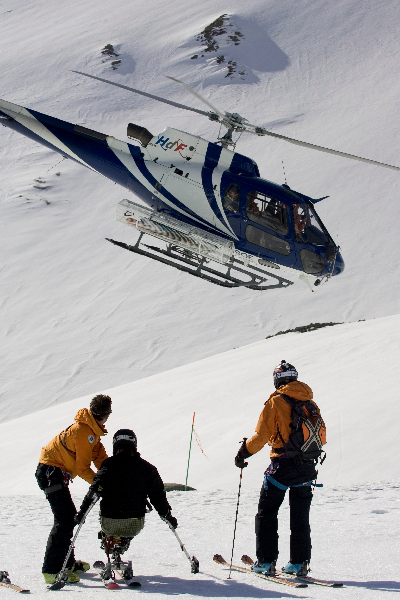 Hélico pour ski assis à Courmayeur