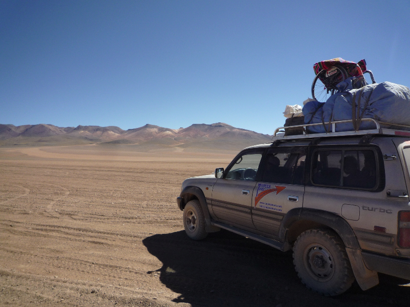 Fauteuil roulant au Salar d'Uyuni