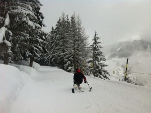 Déplacements sur le plat en ski assis / handiski