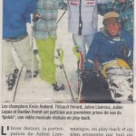 Bastien apparait dans le Dauphiné Libéré avec les sportifs de la Plagne Julien Lizeroux, Kevin Rolland, Thibault Bérard et Julien Lopez